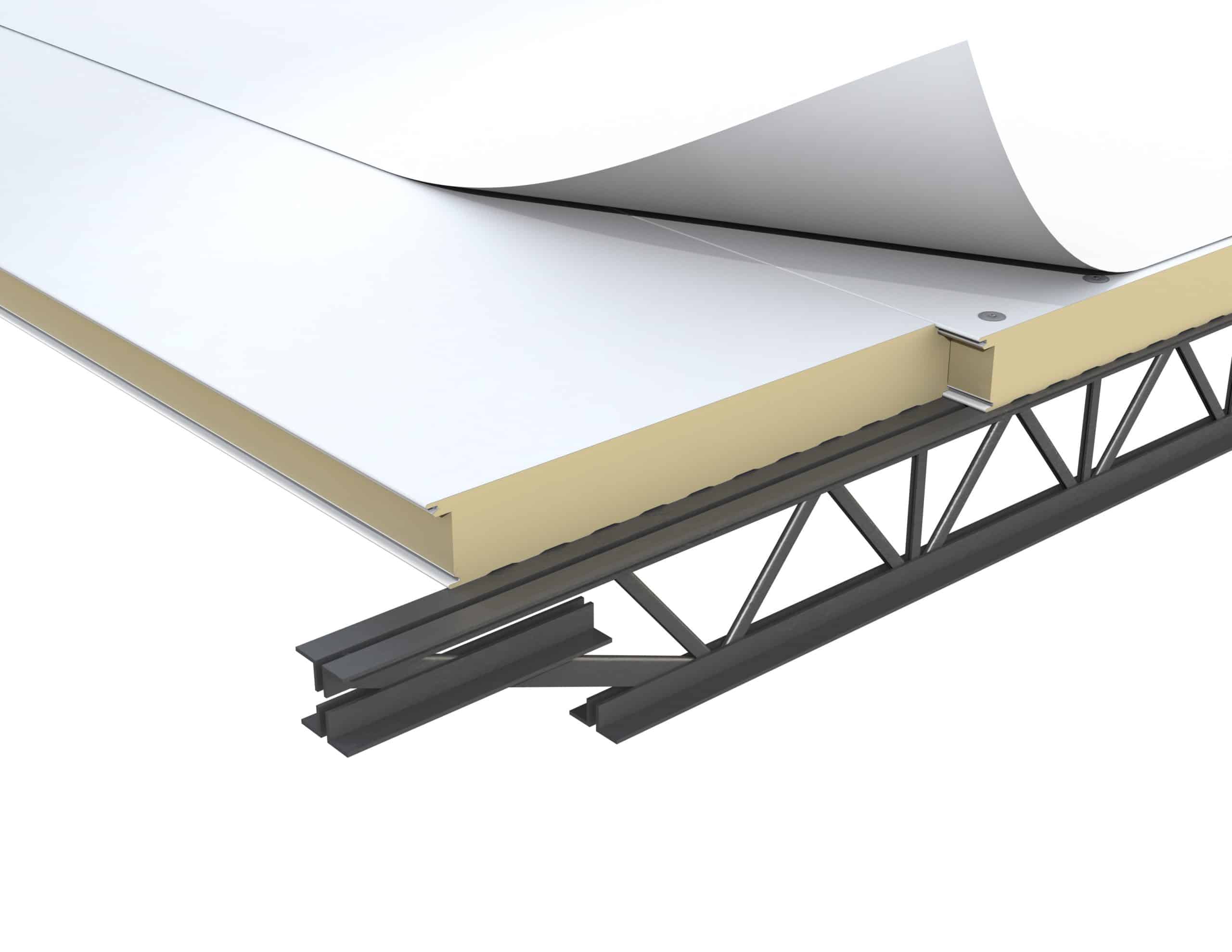 CENTRIA Metal Roof Panels with foam core panels and TPO or PVC roof membranes used on commercial buildings.